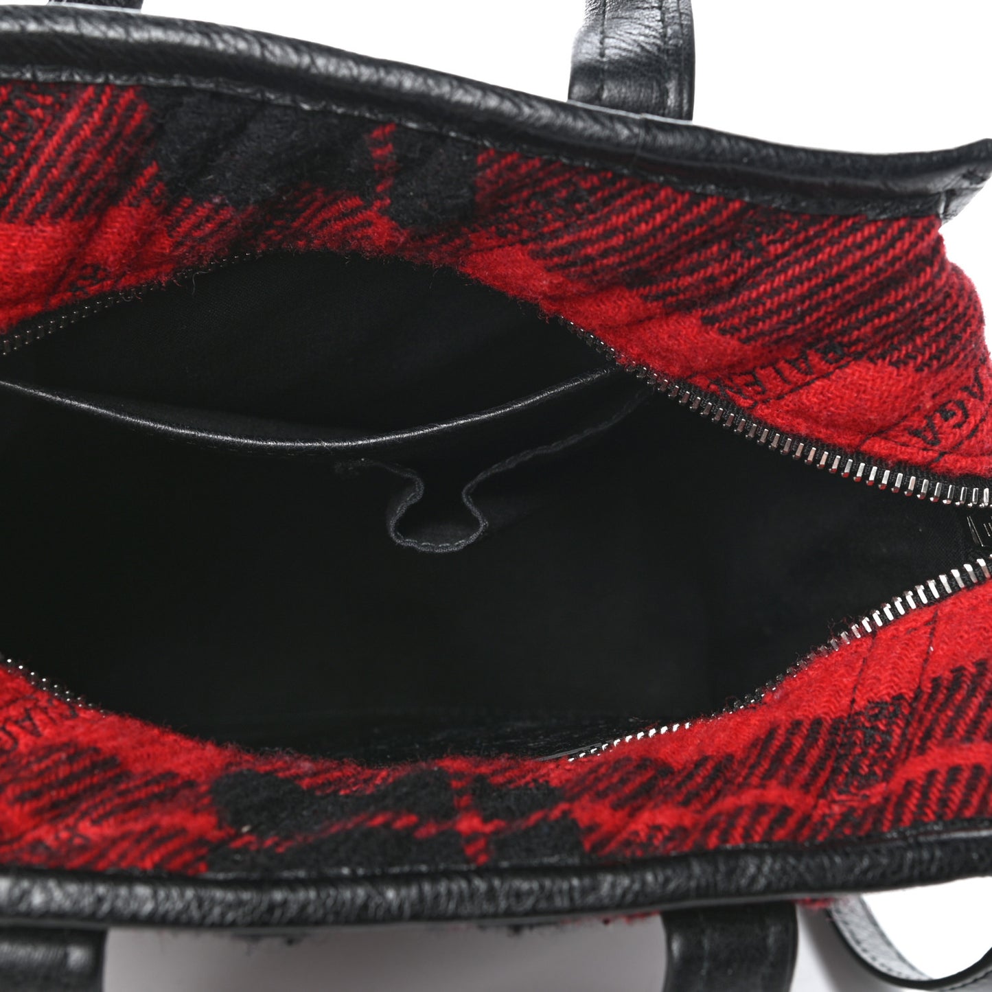 Wool Cuir Arena Plaid Diagonal Allover Logo Matelasse XS Bazar Shopper Tote Red Black