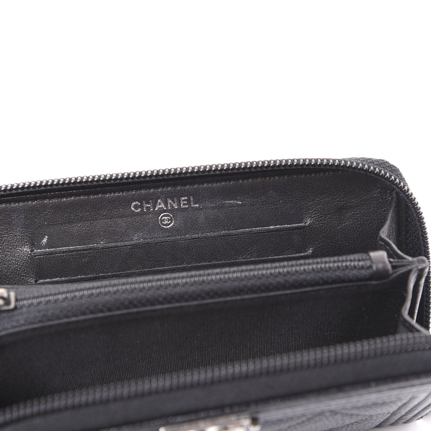 Chanel Caviar Quilted Small Boy Zip Around Wallet Black 7 of 11