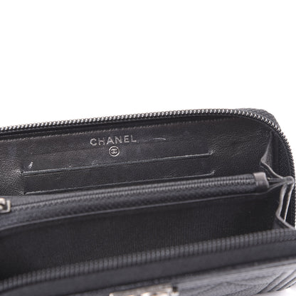 Chanel Caviar Quilted Small Boy Zip Around Wallet Black 7 of 11