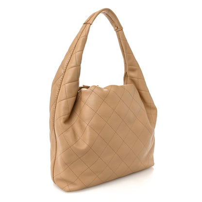 Chanel Calfskin Quilted Small Maxi Hobo Beige 3 of 10