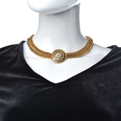 Chanel Chain Link CC Choker Necklace Gold 2 of 6