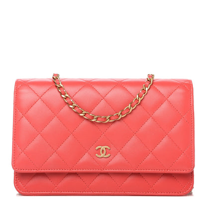 Chanel Lambskin Quilted Wallet on Chain WOC Red 1 of 13