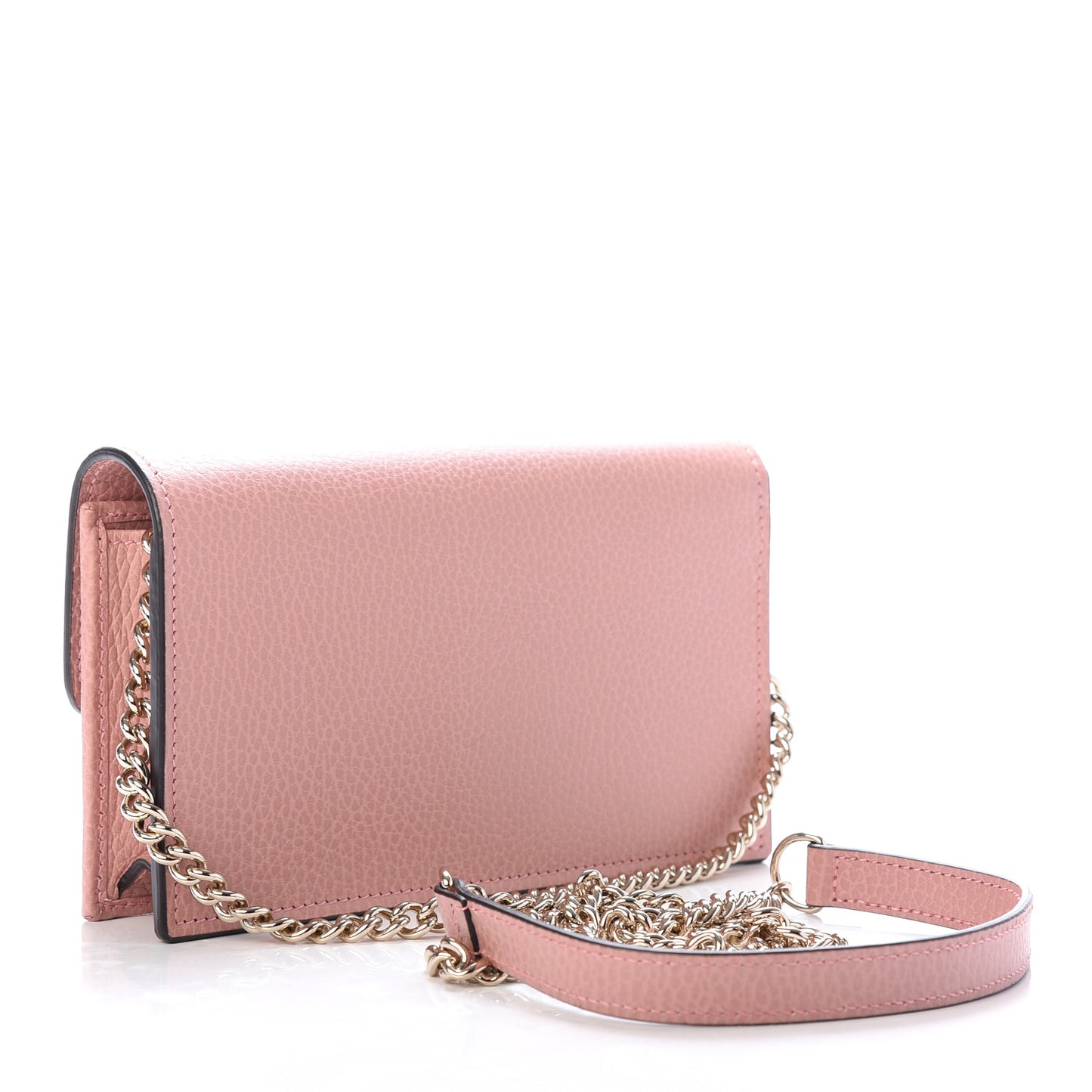 Dollar Calfskin Interlocking G Chain Wallet Soft Pink