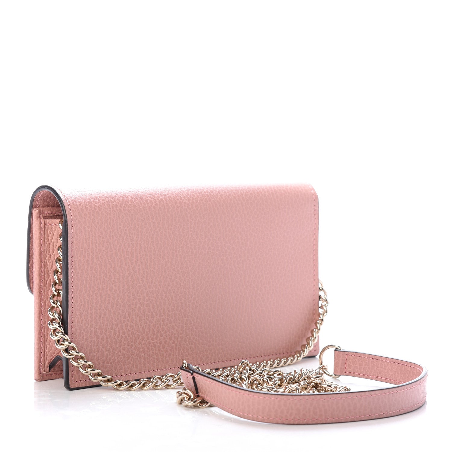Gucci Dollar Calfskin Interlocking G Chain Wallet Soft Pink 3 of 9