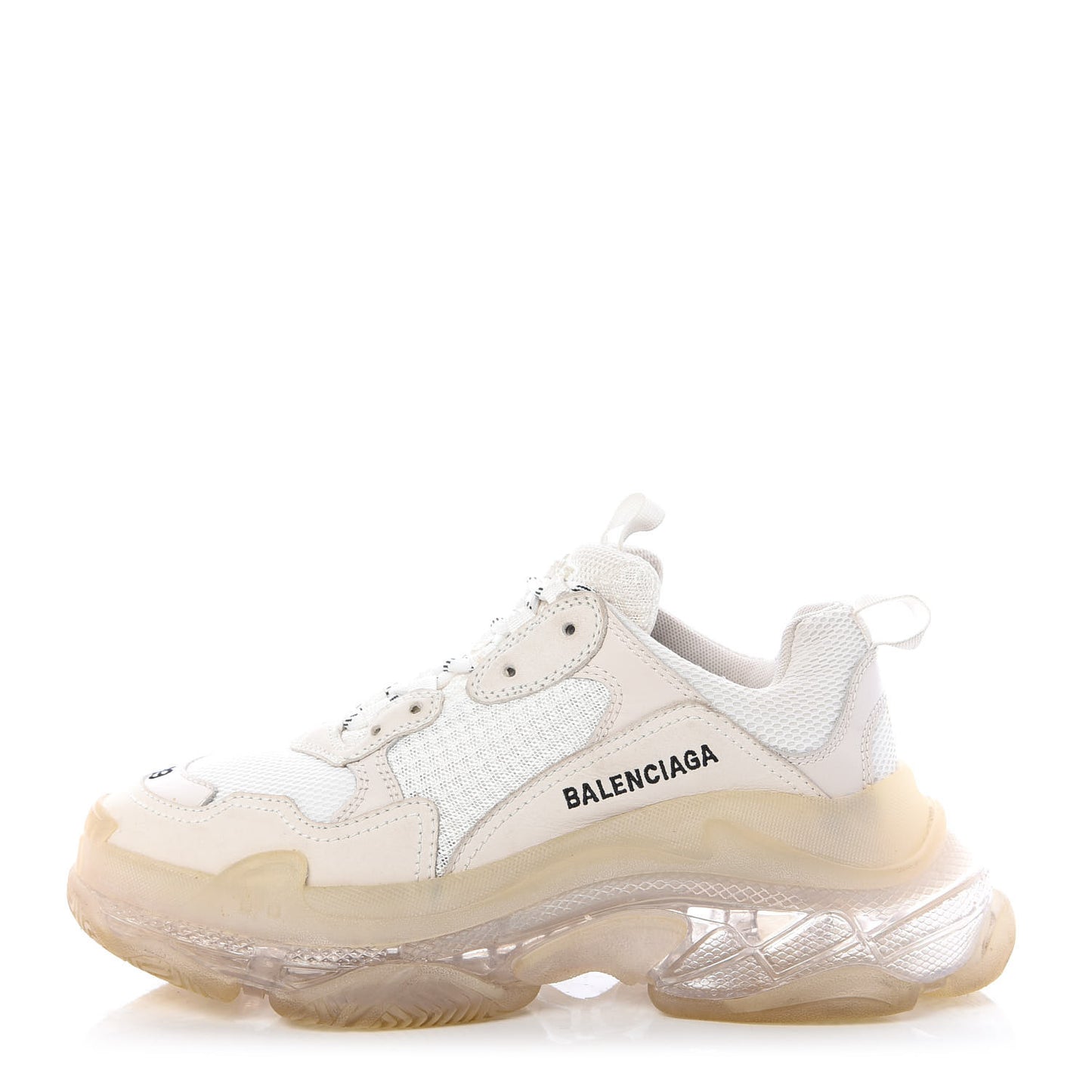 Fabric Mesh Clear Sole Womens Triple S Sneakers 39 White