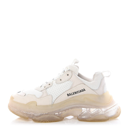 Balenciaga Fabric Mesh Clear Sole Womens Triple S Sneakers 39 White 1 of 11