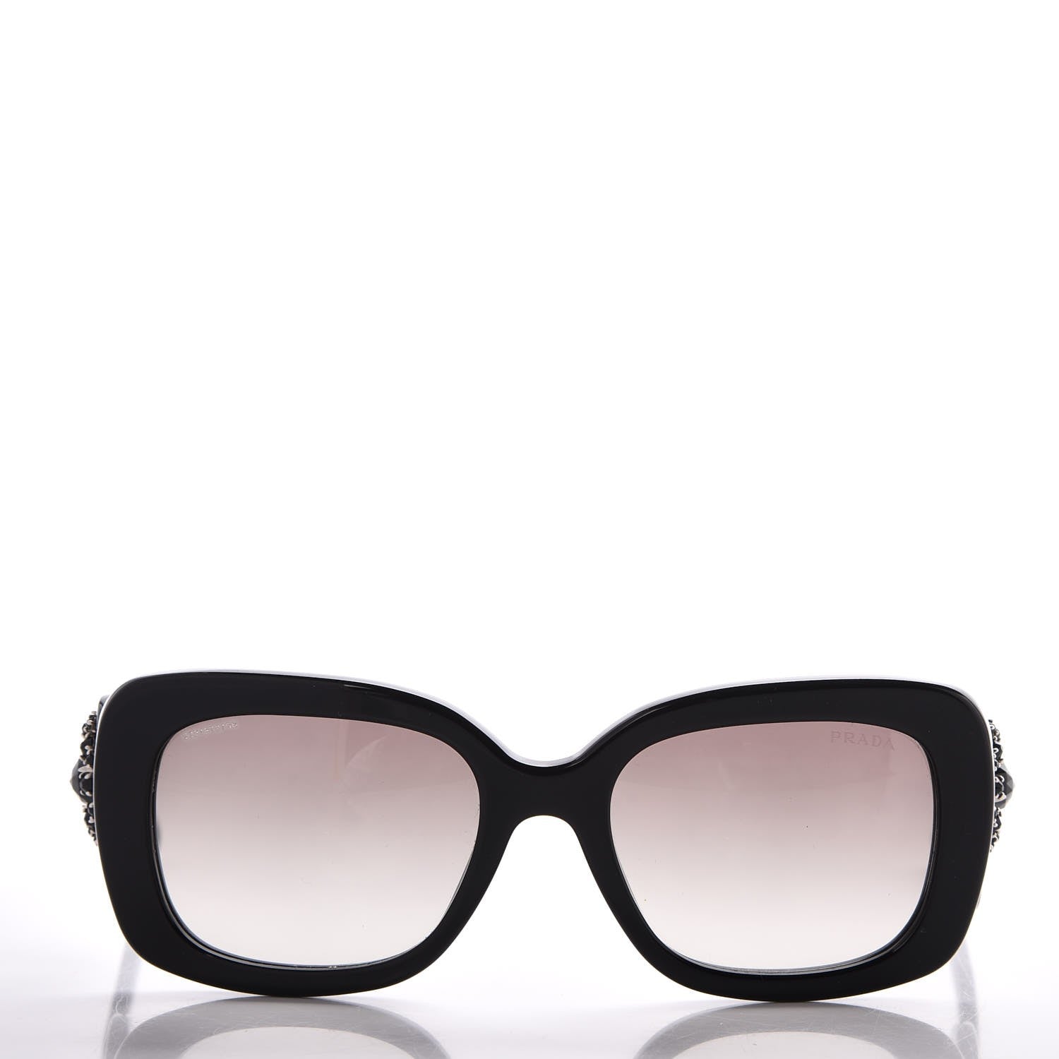 Prada Crystal Ornate Square Baroque Sunglasses SPR 33P Black 2 of 9