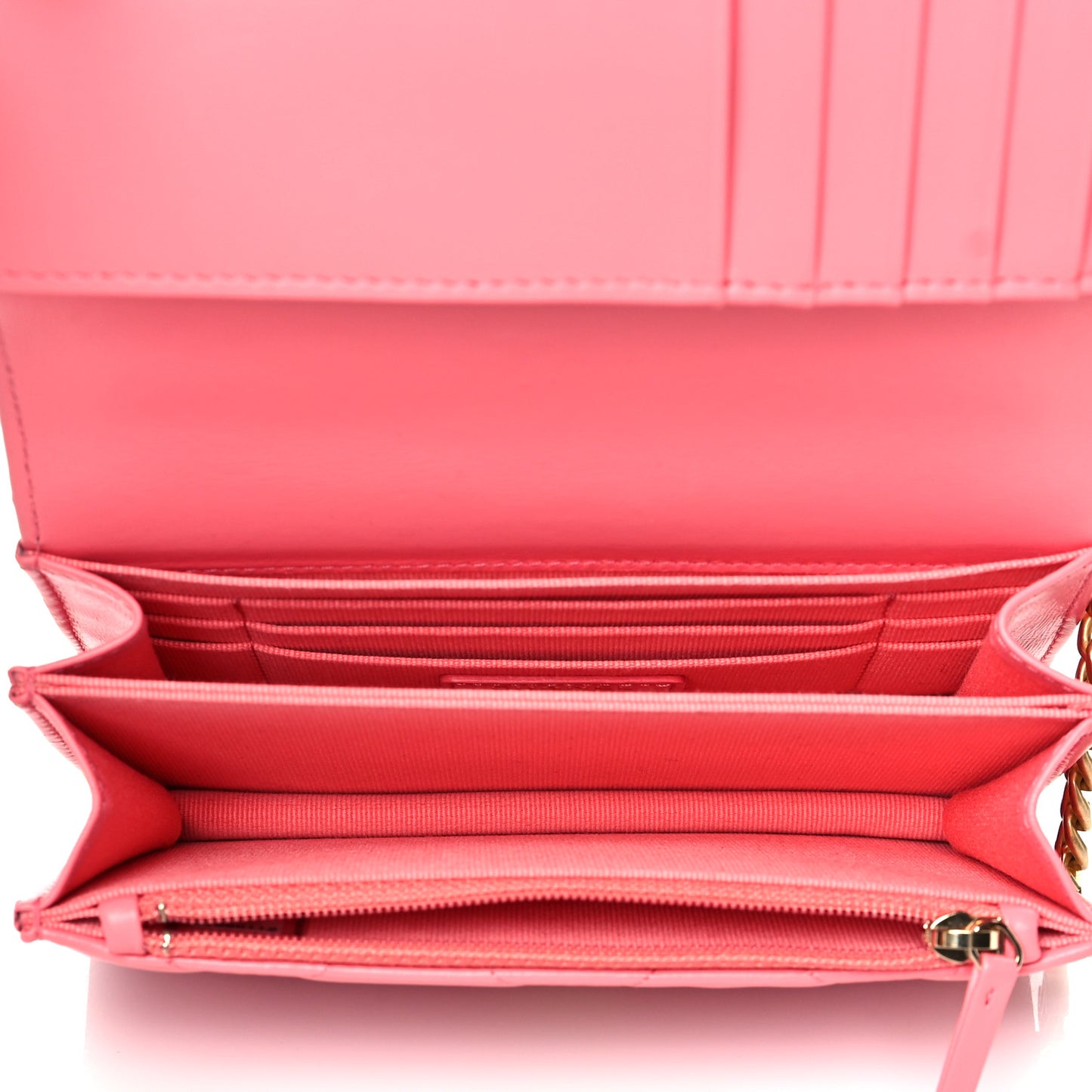 Lambskin Enamel Quilted Pending Clutch With Chain Pink