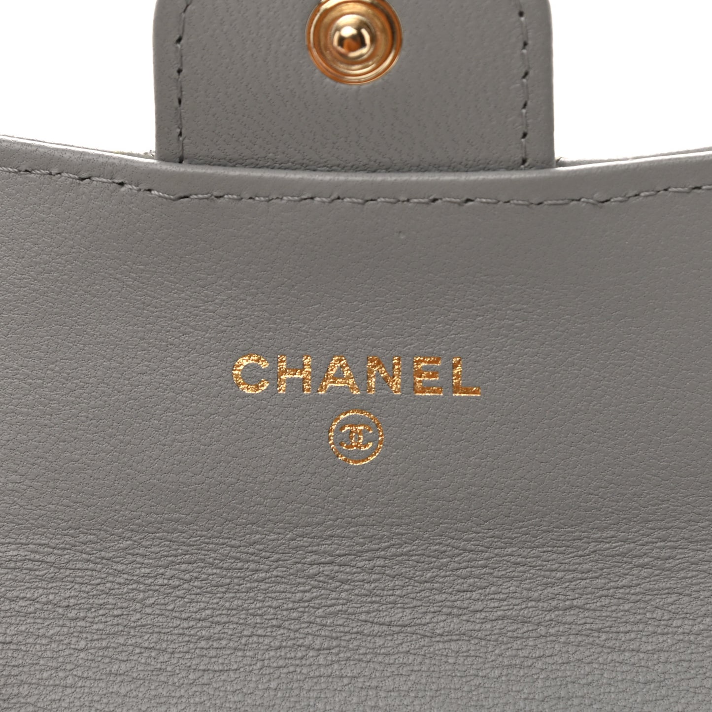 Lambskin Chevron Quilted Flap Card Holder Grey