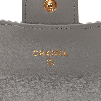 Chanel Lambskin Chevron Quilted Flap Card Holder Grey 5 of 7