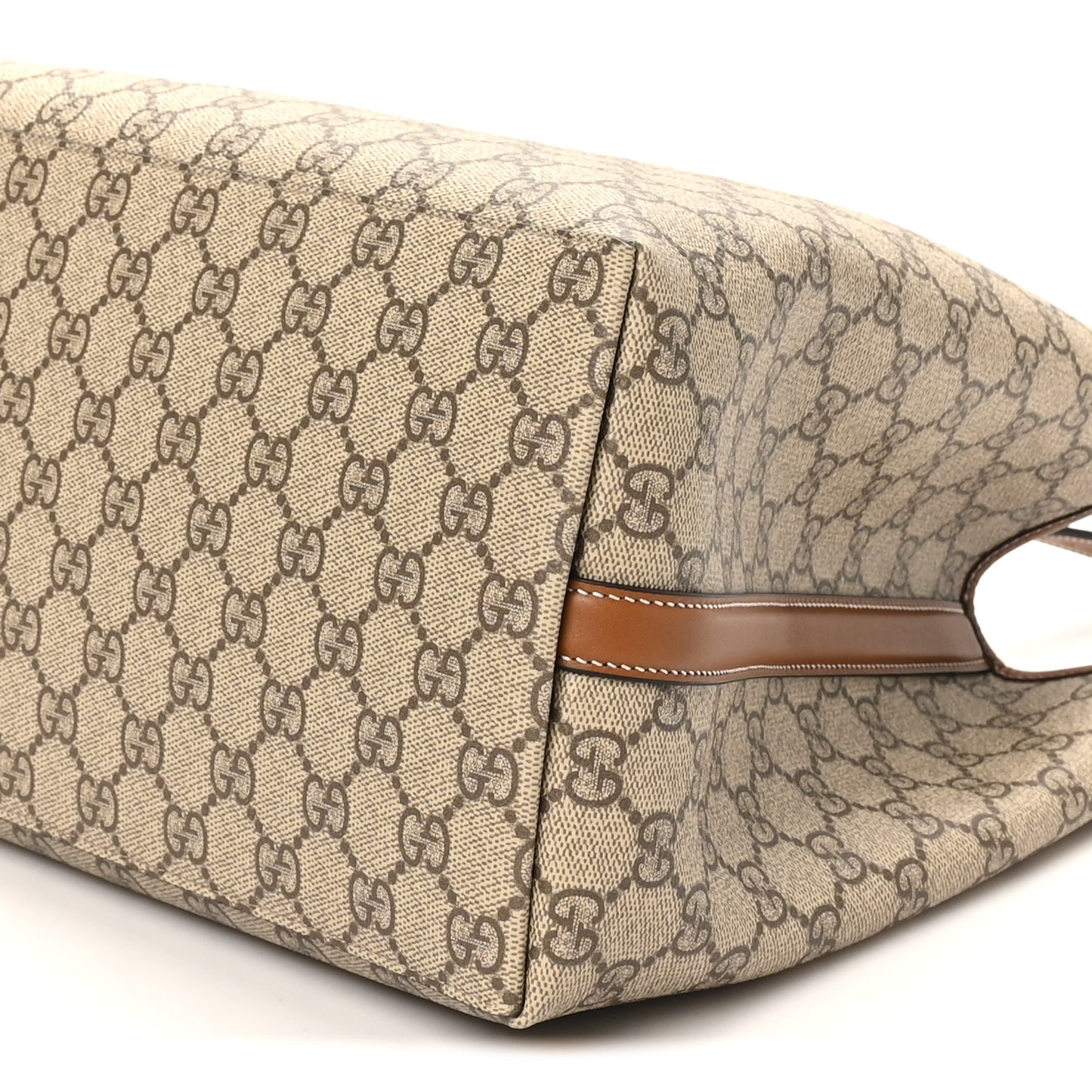 GG Supreme Monogram Emblem Large Tote Bag Beige Dark Brown