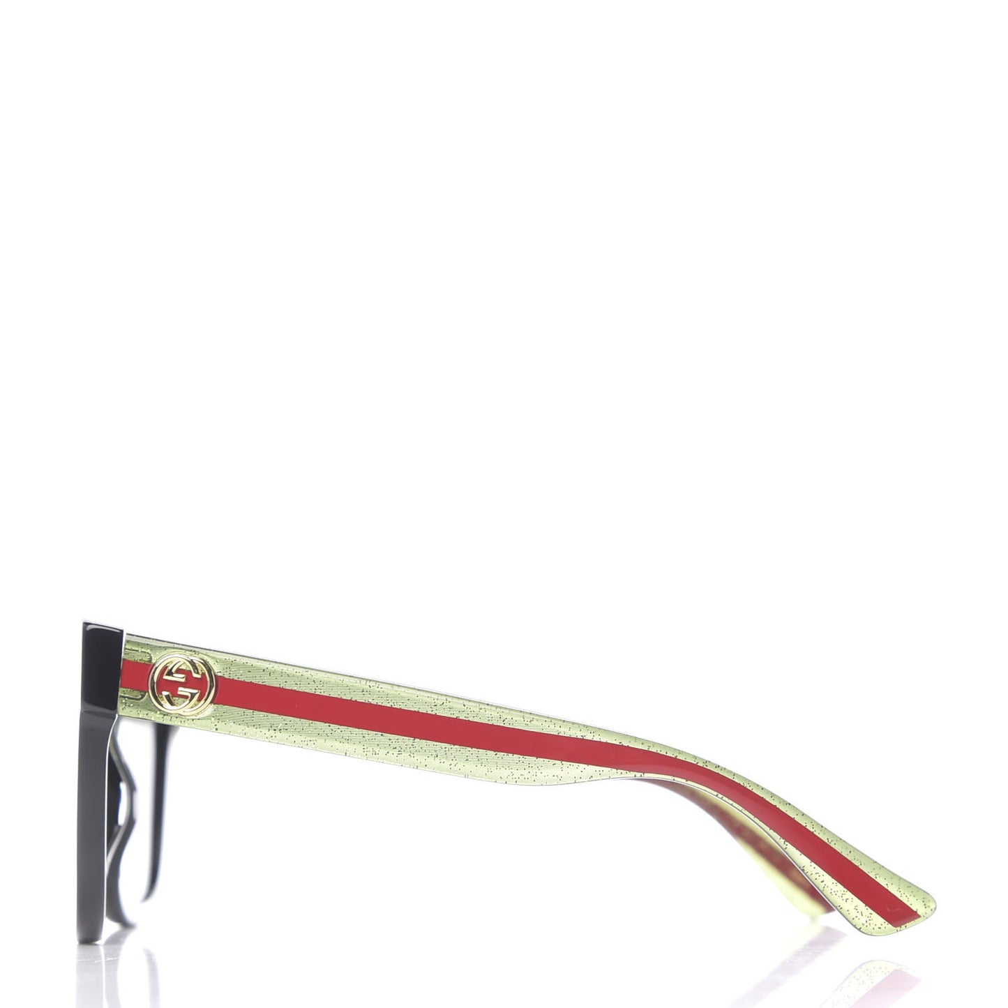 Square Frame Glitter Sunglasses GG0034S Black Green