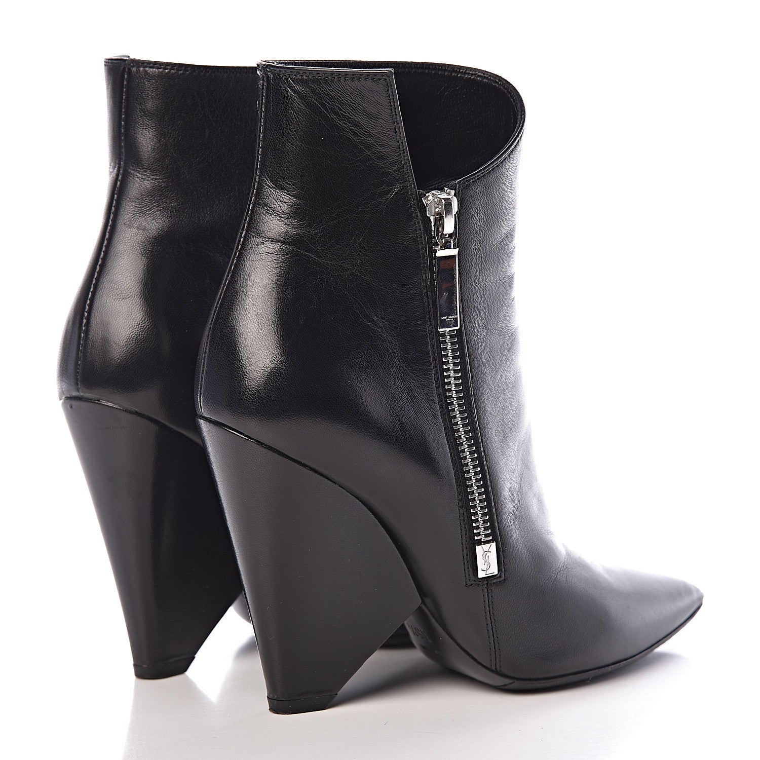Saint Laurent Calfskin Niki 105 Wedge Booties 35.5 Black 4 of 13