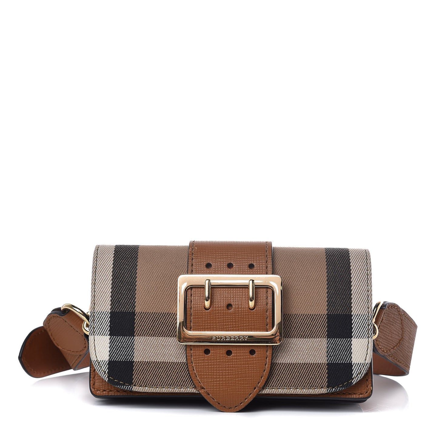 House Check Bridle Calfskin Small Madison Buckle Bag Tan