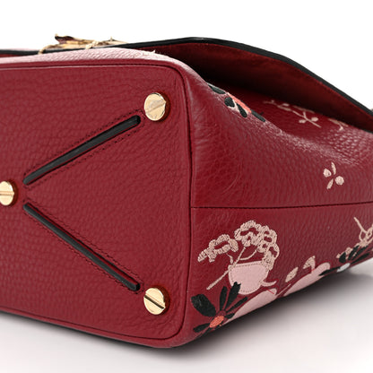 Valentino Garavani Alce Printed Calfskin Flower Embroidered Demilune Double Handle Satchel 9 of 13