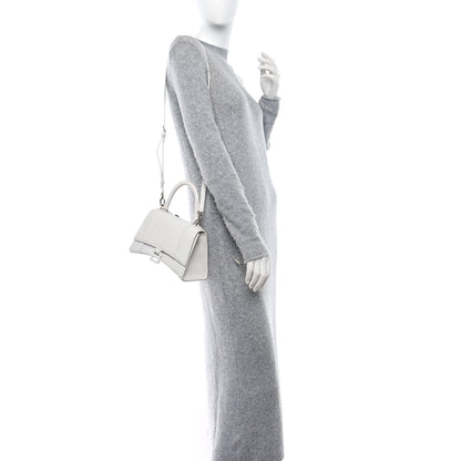 Balenciaga Matte Calfskin Snake Embossed Tonal B Small Hourglass Top Handle Bag Optic White 2 of 16