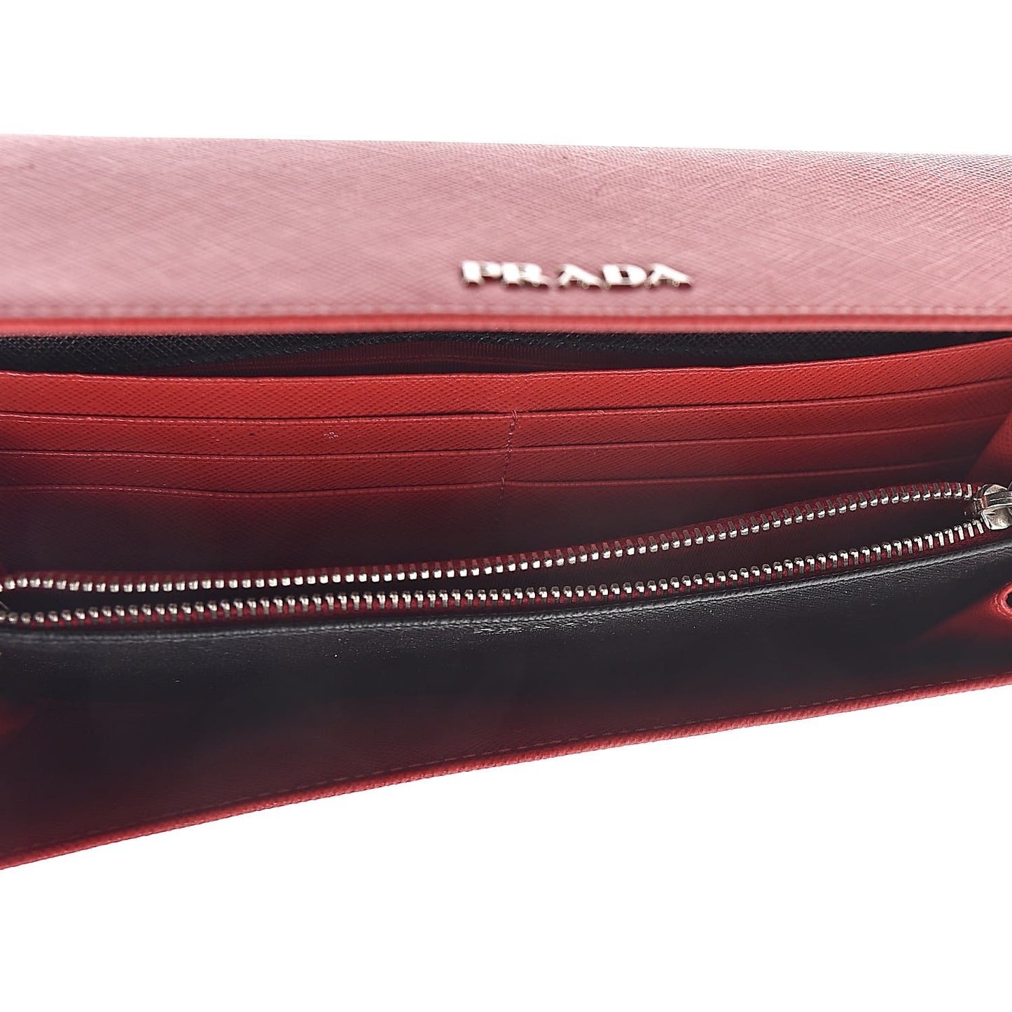 Saffiano Bi Color Wallet on Chain Fuoco Black