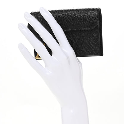 Christian Dior Grained Calfskin Saddle Card Holder Black 2 of 9