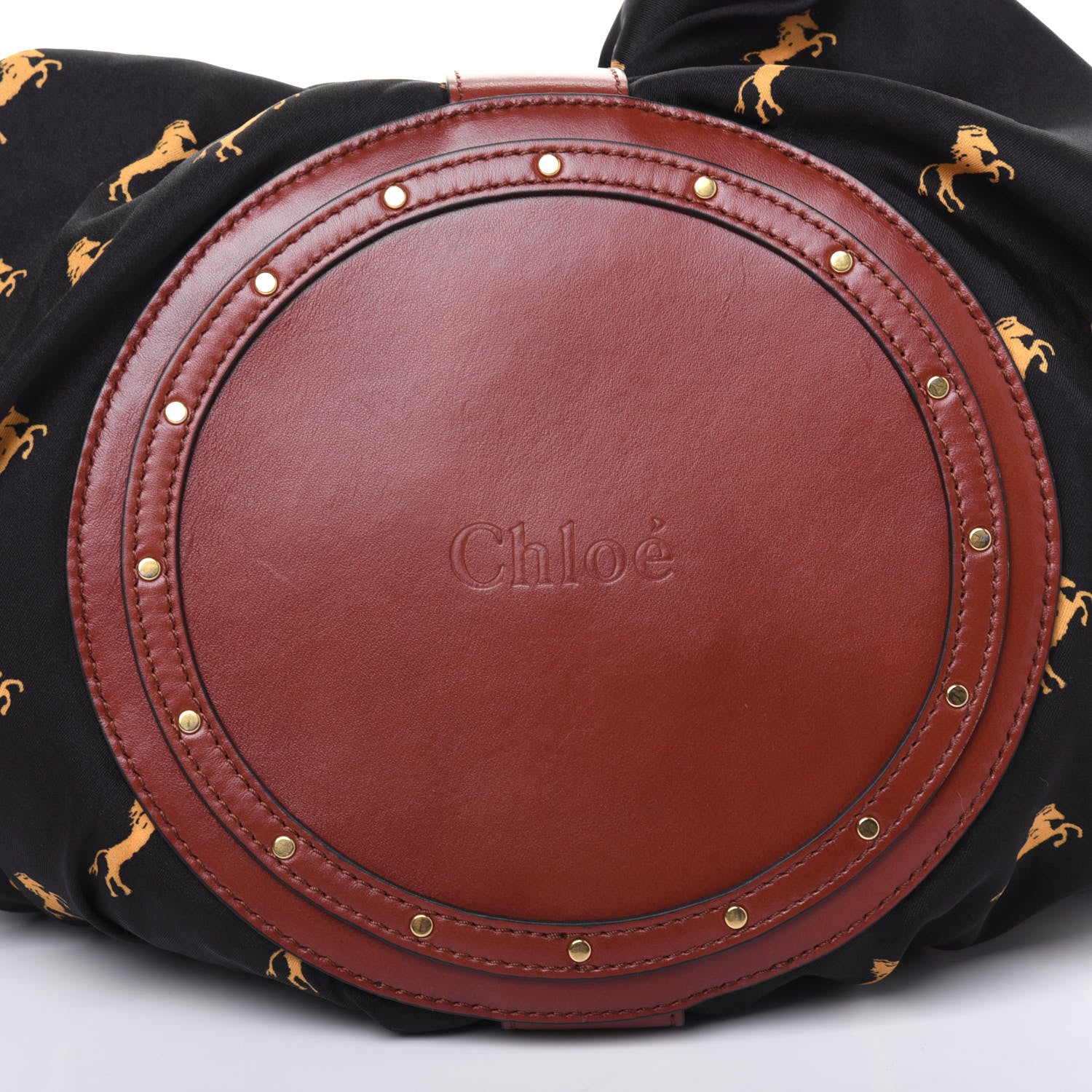 Chloe Smooth Calfskin Raffia Little Horses Medium Panier Basket Black Yellow 16 of 20