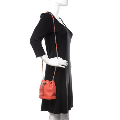 Chanel Calfskin Stitched Chain Bucket Bag Coral 2 of 10