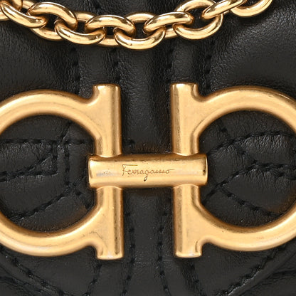 Salvatore Ferragamo Calfskin Quilted Gancini Mini Bag Black 8 of 10