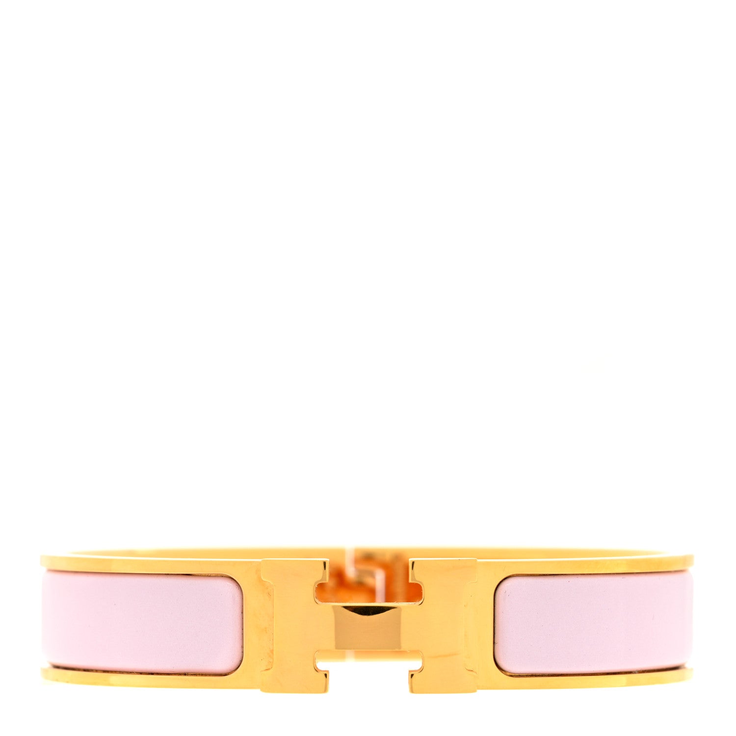Hermes Enamel Narrow Clic Clac H Bracelet PM Rose Dragee 1 of 3