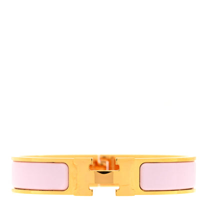 Hermes Enamel Narrow Clic Clac H Bracelet PM Rose Dragee 1 of 3