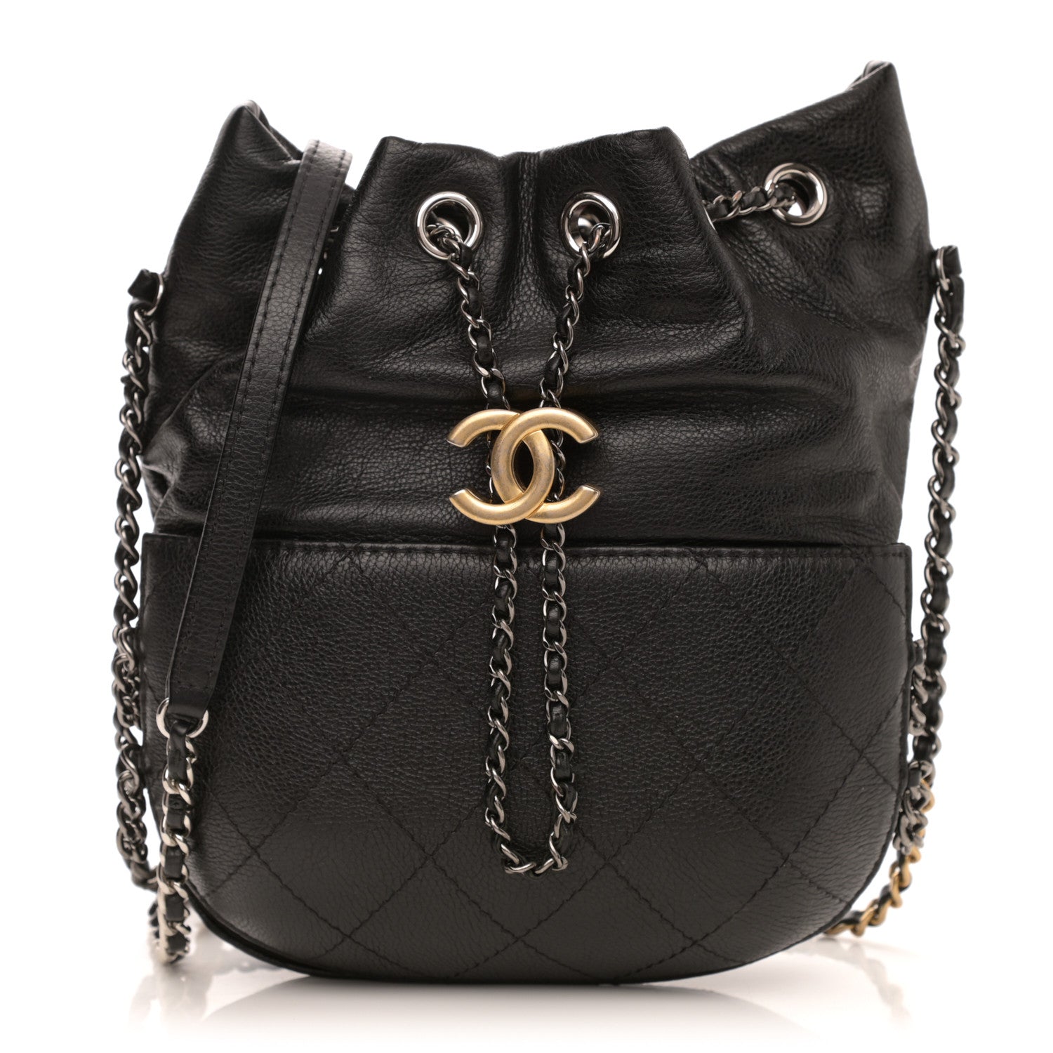 Chanel Calfskin Quilted Small Gabrielle Bucket Black 1 of 10
