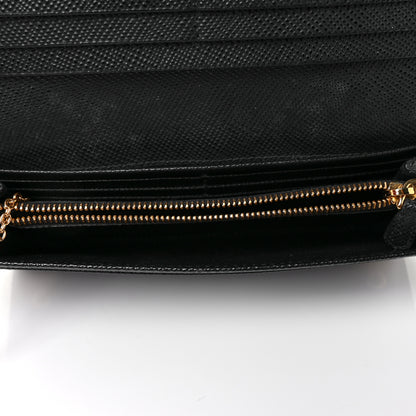 Prada Saffiano Metal Continental Flap Wallet Black 5 of 8