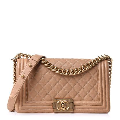 Chanel Caviar Quilted Medium Boy Flap Beige 1 of 13