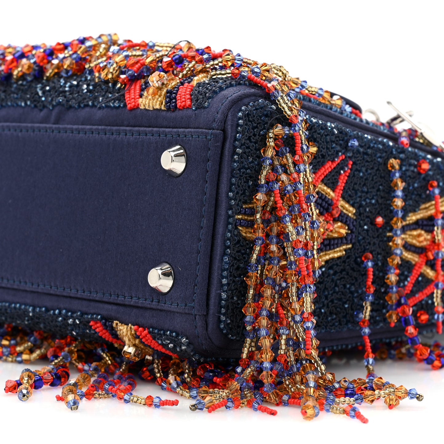 Satin Sequin Embroidered Mini Lady Dior Blue Multicolor