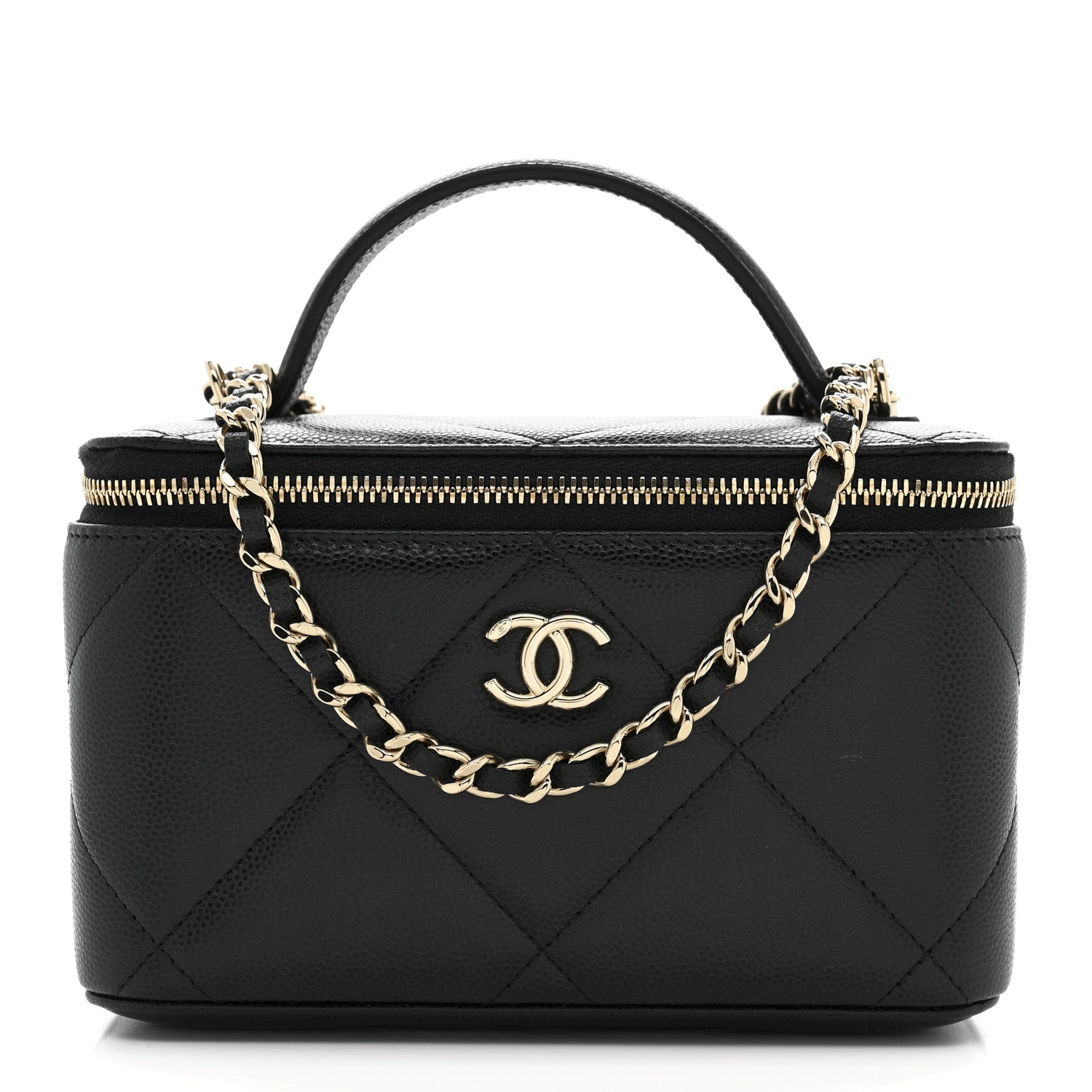 Chanel Caviar Quilted Top Handle Long Vanity Black 1 of 11