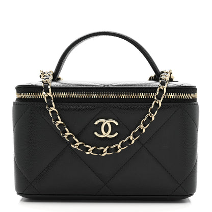 Chanel Caviar Quilted Top Handle Long Vanity Black 1 of 11