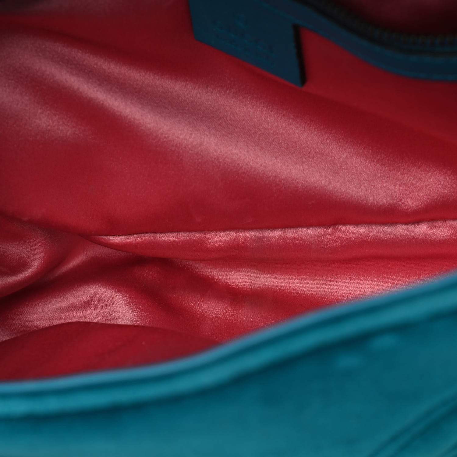 Gucci Velvet Matelasse Small GG Marmont Shoulder Bag Pavone Cyan 6 of 18