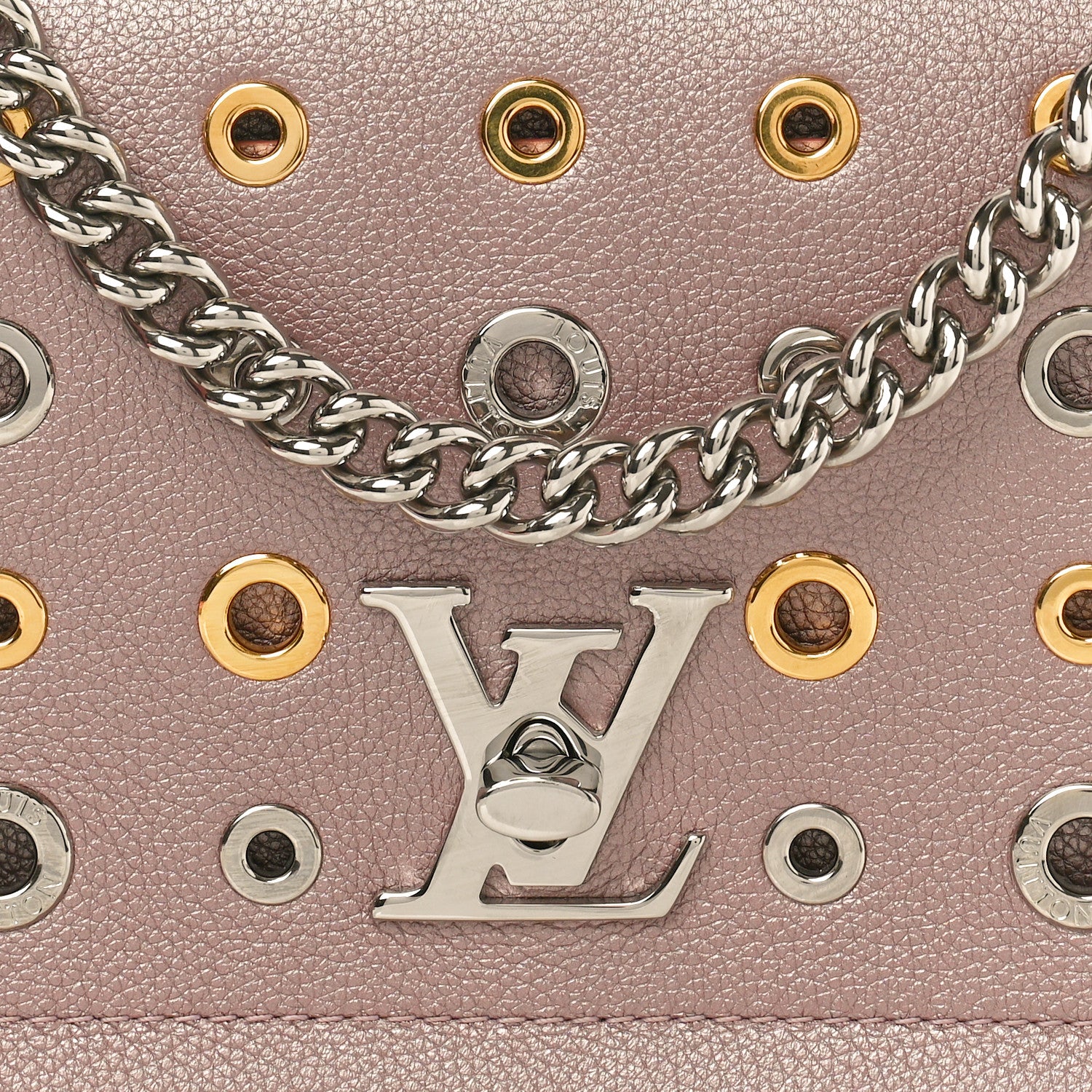 Louis Vuitton Soft Calfskin Eyelet Lockme II Chain Bag BB Rose Gold 7 of 9