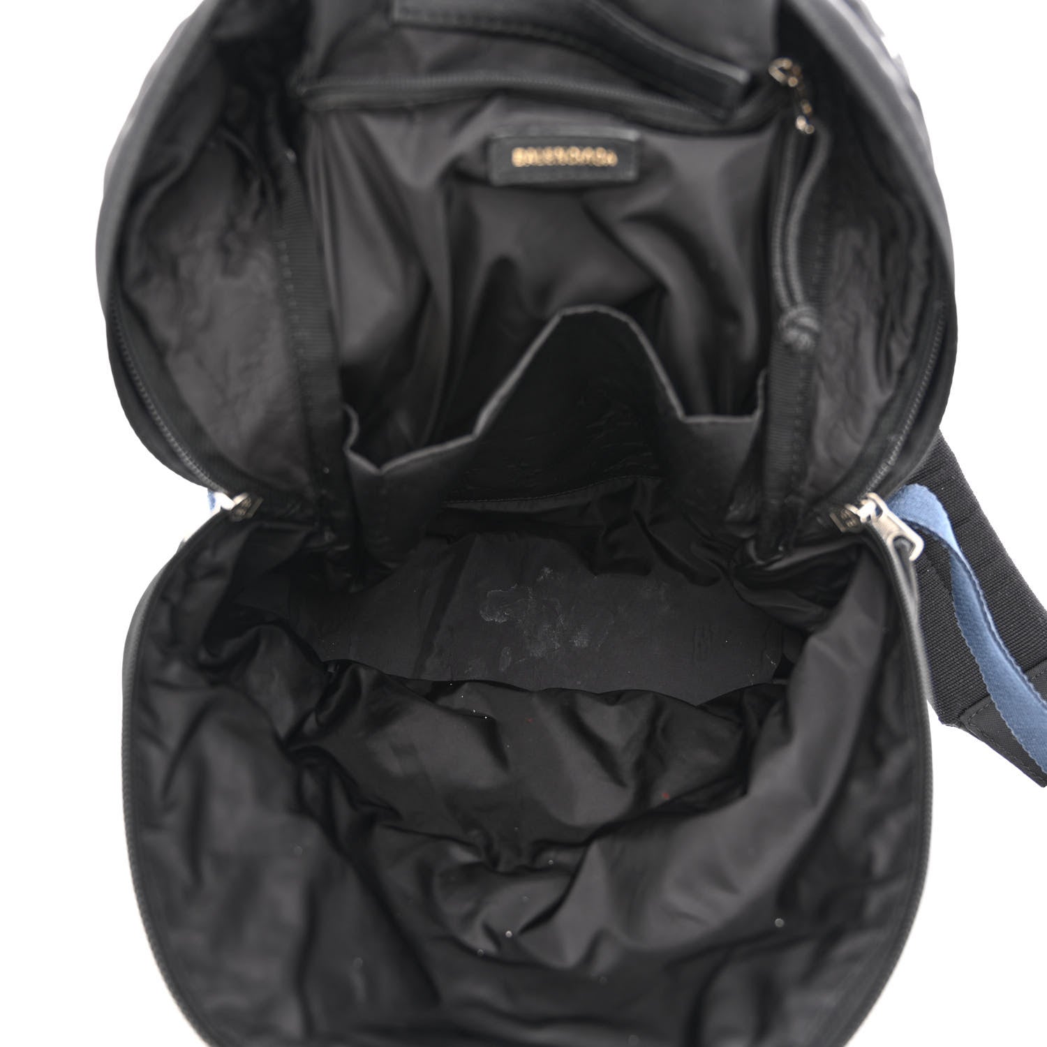 Balenciaga Sport Nylon Logo Embroidered S Wheel Backpack Black White 5 of 10