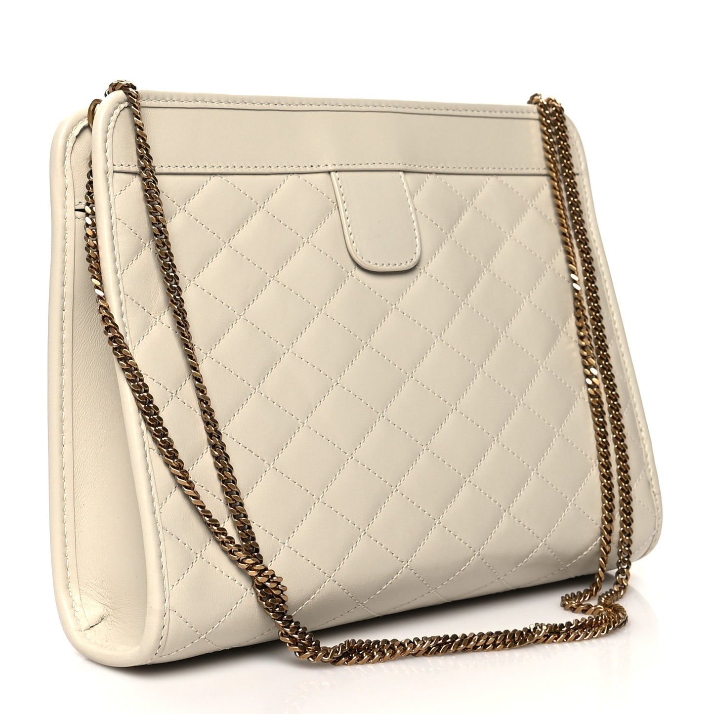 Lambskin Quilted Monogram Baby Victoire Chain Clutch Blanc Vintage