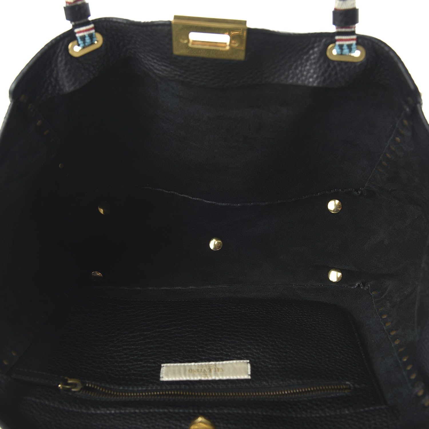 Valentino Garavani Pebbled Calfskin Beaded Medium Rockstud Tote Black 5 of 9