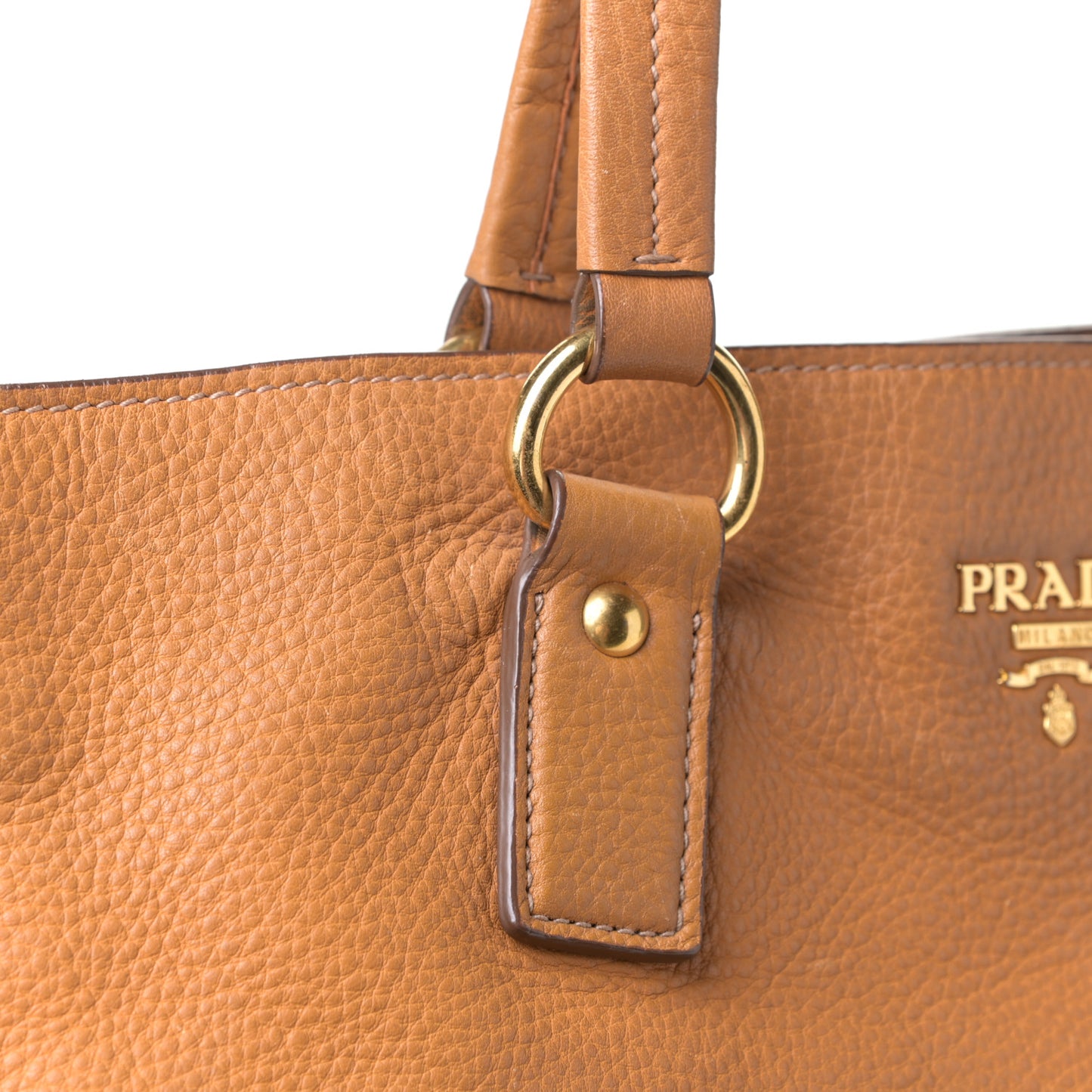Vitello Daino Side Zip Shopping Tote Caramel