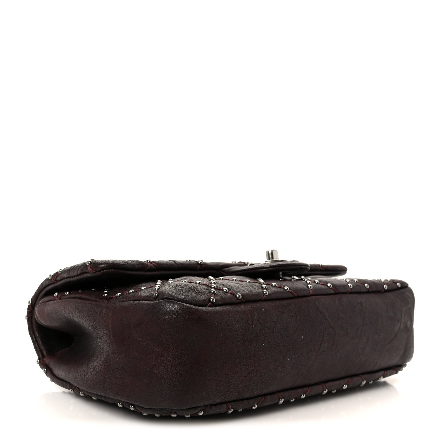 Chanel Washed Lambskin Studded Metal Beauty Flap Burgundy 4 of 11