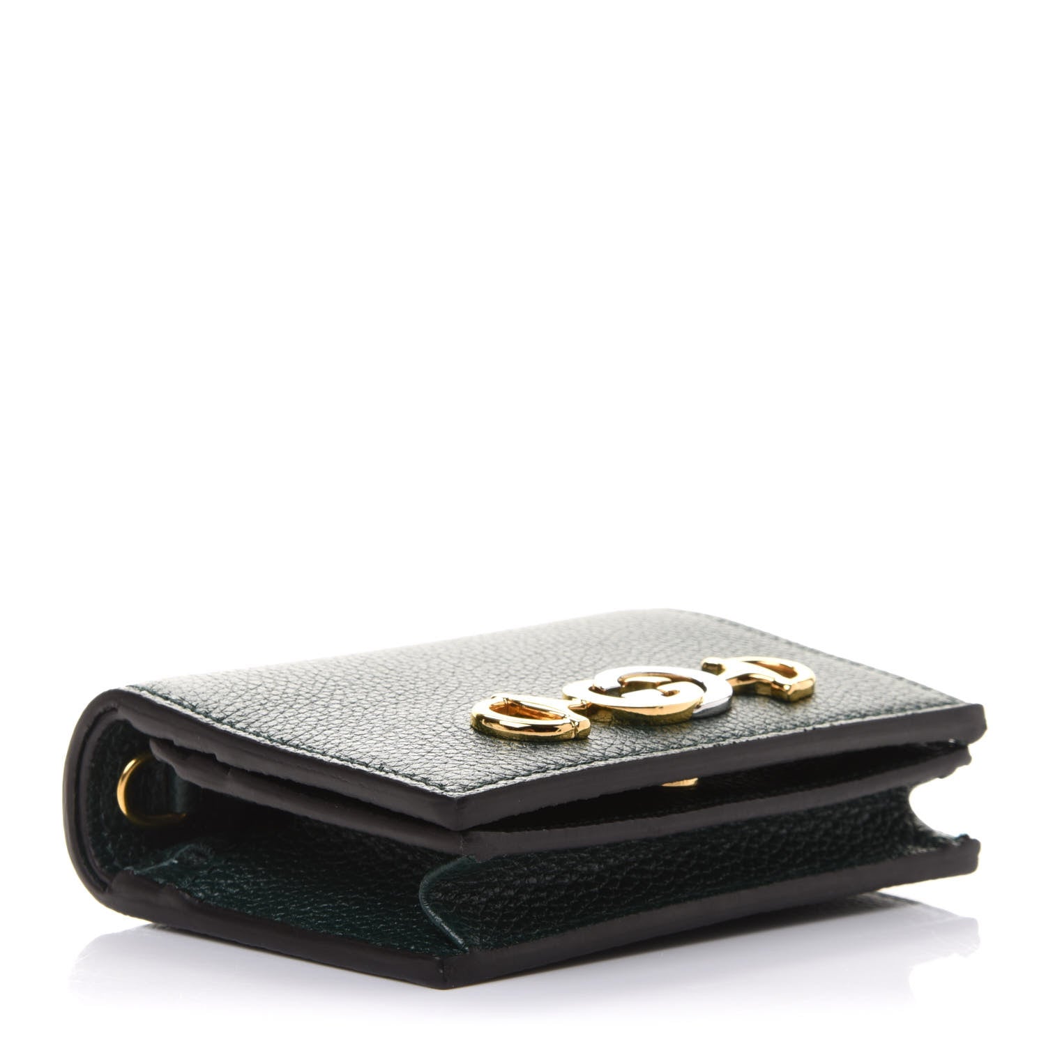 Gucci Grainy Calfskin Zumi Chain Card Case Wallet Vintage Green 5 of 8