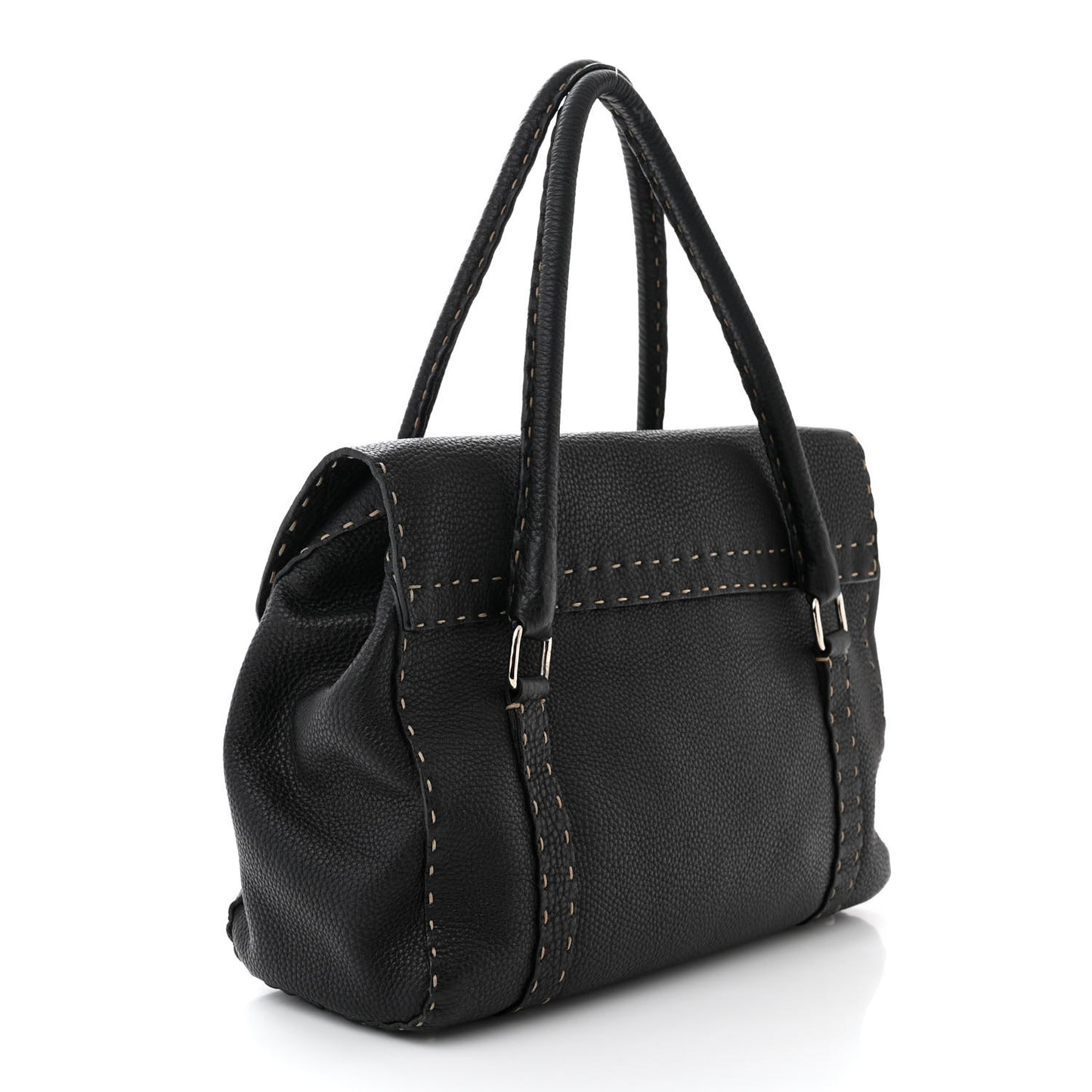 Cuoio Romano Selleria Medium Linda Satchel Black
