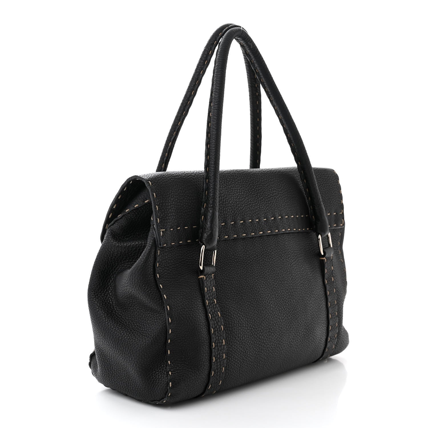 Fendi Cuoio Romano Selleria Medium Linda Satchel Black 3 of 10