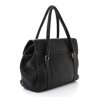 Fendi Cuoio Romano Selleria Medium Linda Satchel Black 3 of 10