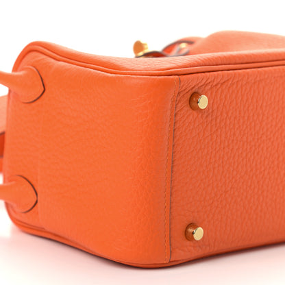 Hermes Taurillon Clemence Mini Lindy 20 Feu 8 of 9