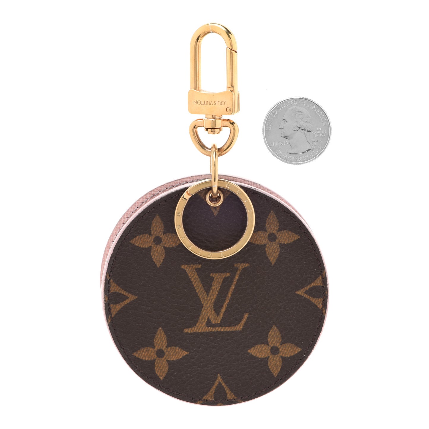 Monogram LV Mirror Bag Charm Key Holder Rose Ballerine
