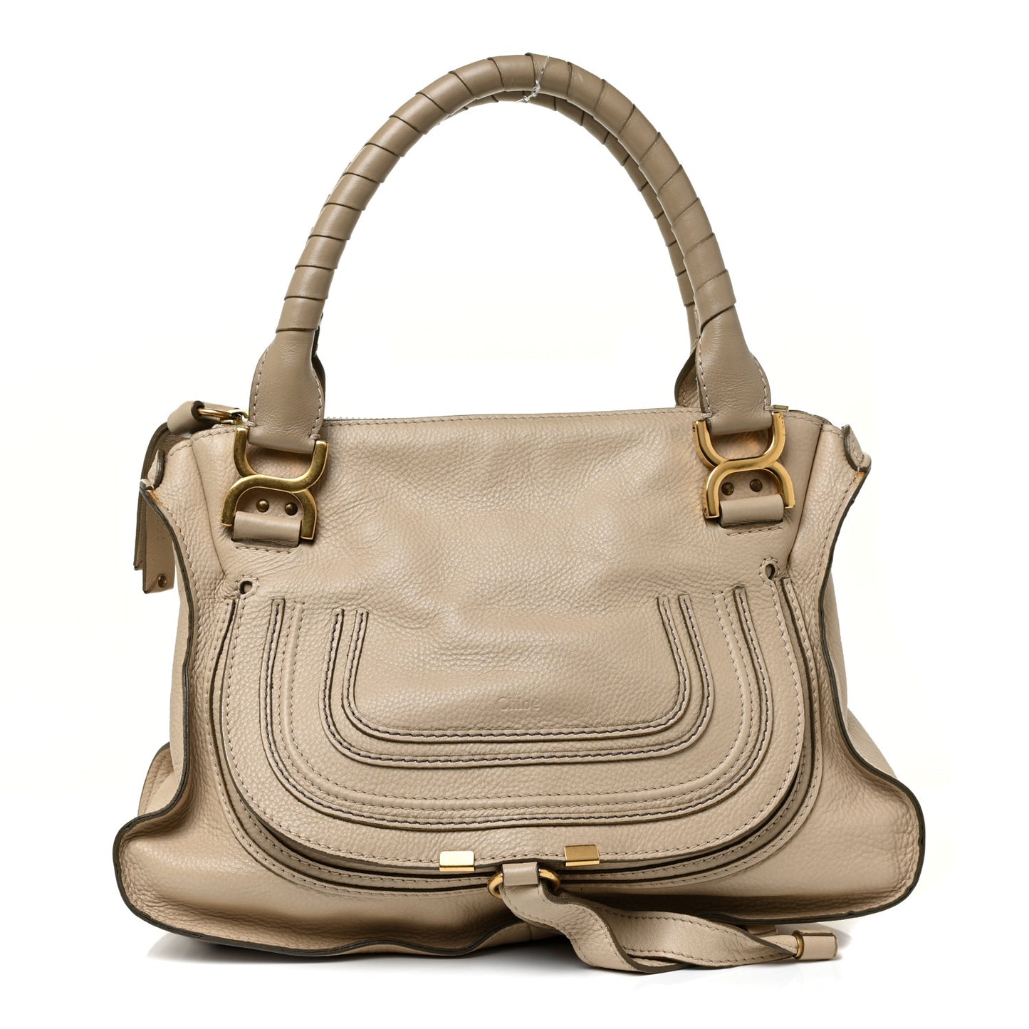 Calfskin Medium Marcie Satchel Angora Beige