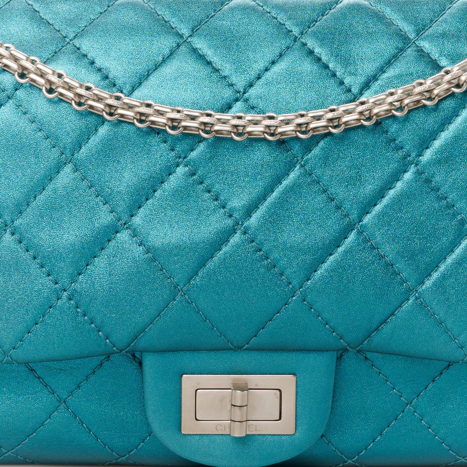 Chanel Metallic Calfskin Quilted 2.55 Reissue Flap 227 Turquoise 8 of 10