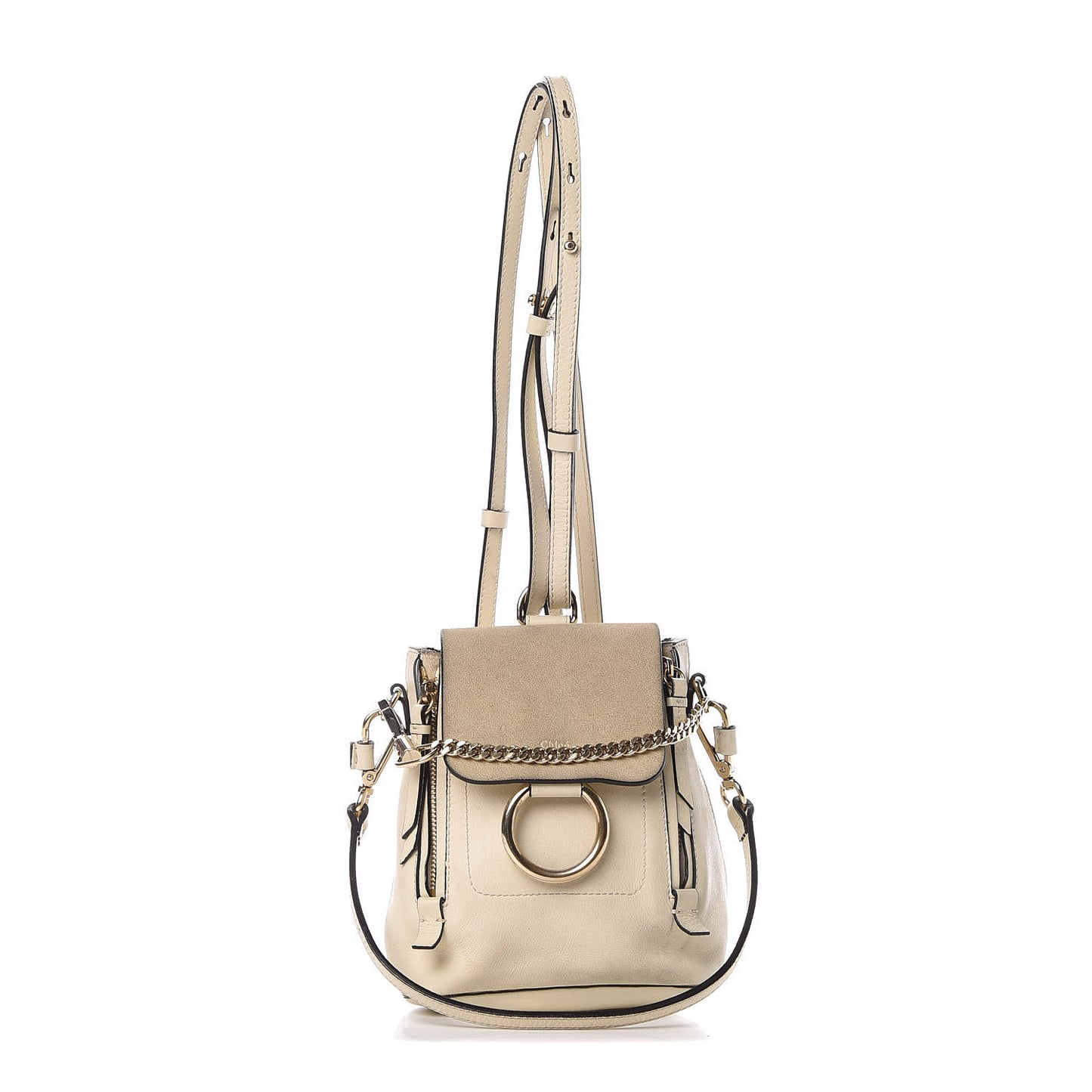 Suede Calfskin Small Faye Backpack Off White