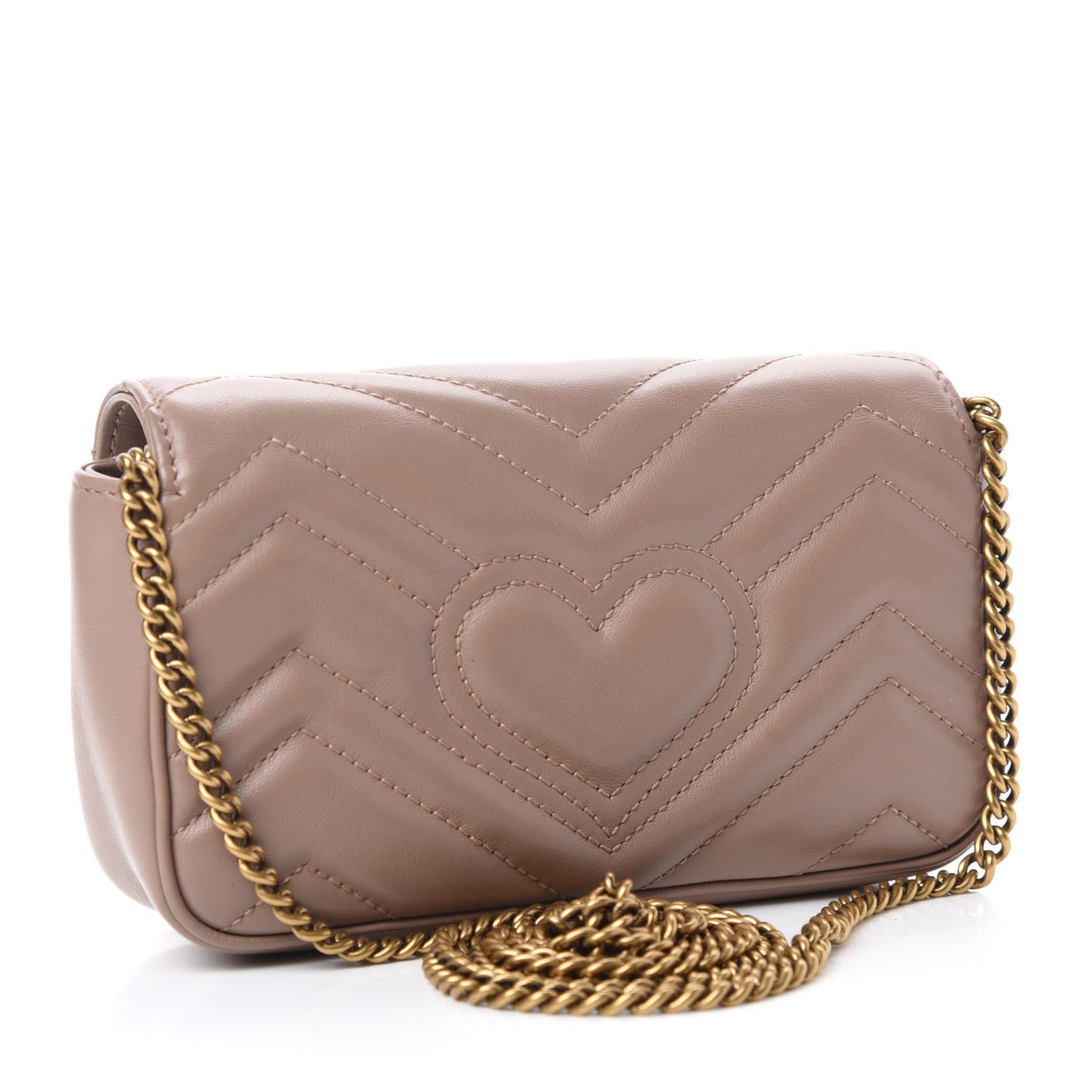 Calfskin Matelasse Super Mini GG Marmont Shoulder Bag Porcelain Rose